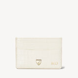 Slim Credit Card Holder Deep Shine Ivory Small Croc