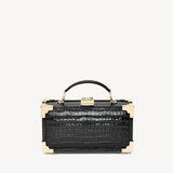 Trinket Box Deep Shine Black Small Croc