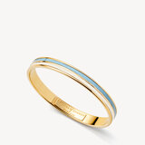 Double Striped Leather Bangle Azure Blue & Ivory Pebble