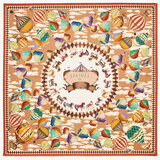 Hot Air Balloon Silk Scarf Sand Pure Silk