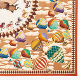 Hot Air Balloon Silk Scarf Sand Pure Silk