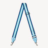 Webbing Bag Strap Azure Blue Pebble with Blue & Green Stripes