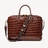 Mount Street Laptop Bag Deep Shine Brown Soft Croc