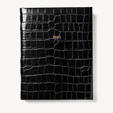 2023 A4 Day to Page Leather Diary Deep Shine Black Croc