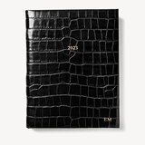 2023 A4 Day to Page Leather Diary Deep Shine Black Croc