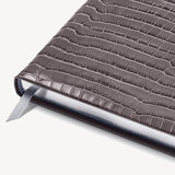 2023 A4 Day to Page Leather Diary Deep Shine Grey Small Croc