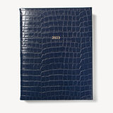 2023 A4 Day to Page Leather Diary Deep Shine Navy Small Croc