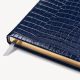 2023 A4 Day to Page Leather Diary Deep Shine Navy Small Croc