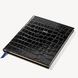 2023 A4 Week to View Leather Diary Deep Shine Black Croc