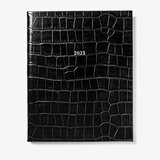 2023 A4 Week to View Leather Diary Deep Shine Black Croc