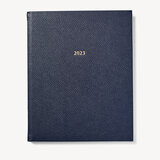 2023 A4 Week to View Leather Diary Navy Pebble