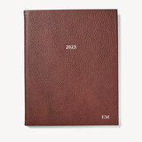 2023 A4 Week to View Leather Diary Tobacco Pebble