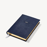 2023 A5 Day to Page Leather Diary Midnight Blue Lizard
