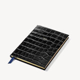 2023 A5 Week to View Leather Diary Deep Shine Black Croc