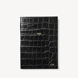 2023 A5 Week to View Leather Diary Deep Shine Black Croc