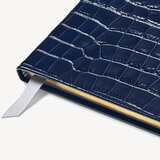 2023 A5 Week to View Leather Diary Deep Shine Navy Small Croc