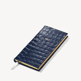 2023 Slim Pocket Leather Diary Deep Shine Navy Small Croc