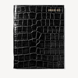 2022-23 Mid-Year Leather Diary Deep Shine Black Croc