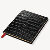 2022-23 Mid-Year Leather Diary Deep Shine Black Croc