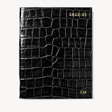 2022-23 Mid-Year Leather Diary Deep Shine Black Croc