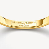 Double Striped Leather Bangle Champagne & Silver Pebble