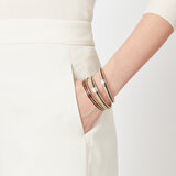Double Striped Leather Bangle Twilight & Bronze Pebble