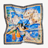 English Riviera Silk Scarf Watercolour by Mariya Dykalo