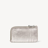 Zipped Coin & Card Holder Silver Pebble
