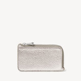 Zipped Coin & Card Holder Silver Pebble