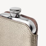 5oz Hip Flask with Leather Pouch Champagne Pebble