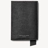 Passport Cover Black Silk Lizard