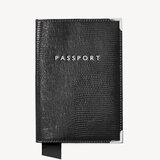 Passport Cover Black Silk Lizard