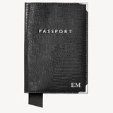 Passport Cover Black Silk Lizard