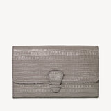 Classic Travel Wallet Deep Shine Warm Grey Small Croc