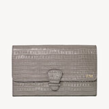 Classic Travel Wallet Deep Shine Warm Grey Small Croc