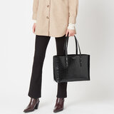 Regent Tote Deep Shine Black Small Croc