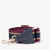 Webbing Bag Strap Navy Pebble with Bordeaux, Gold & Navy Stripes