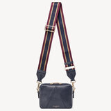 Webbing Bag Strap Navy Pebble with Bordeaux, Gold & Navy Stripes