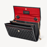 London Clutch Purse with Chain Black Quilted Kaviar