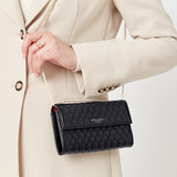 London Clutch Purse with Chain Black Quilted Kaviar