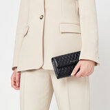 London Clutch Purse with Chain Black Quilted Kaviar