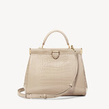 Small Florence Frame Bag Soft Taupe Patent Croc
