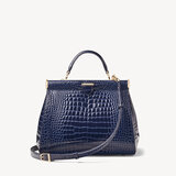 Small Florence Frame Bag Midnight Blue Patent Croc