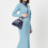 Small Florence Frame Bag Midnight Blue Patent Croc
