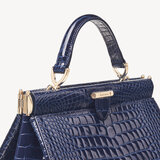 Small Florence Frame Bag Midnight Blue Patent Croc