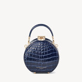 Micro Hat Box Midnight Blue Patent Croc