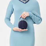 Micro Hat Box Midnight Blue Patent Croc