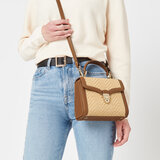 Midi Mayfair Bag Smooth Tan & Chevron Raffia