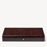 Large Backgammon Set Deep Shine Amazon Brown Croc