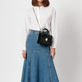 Midi Mayfair Bag Black Patent Croc